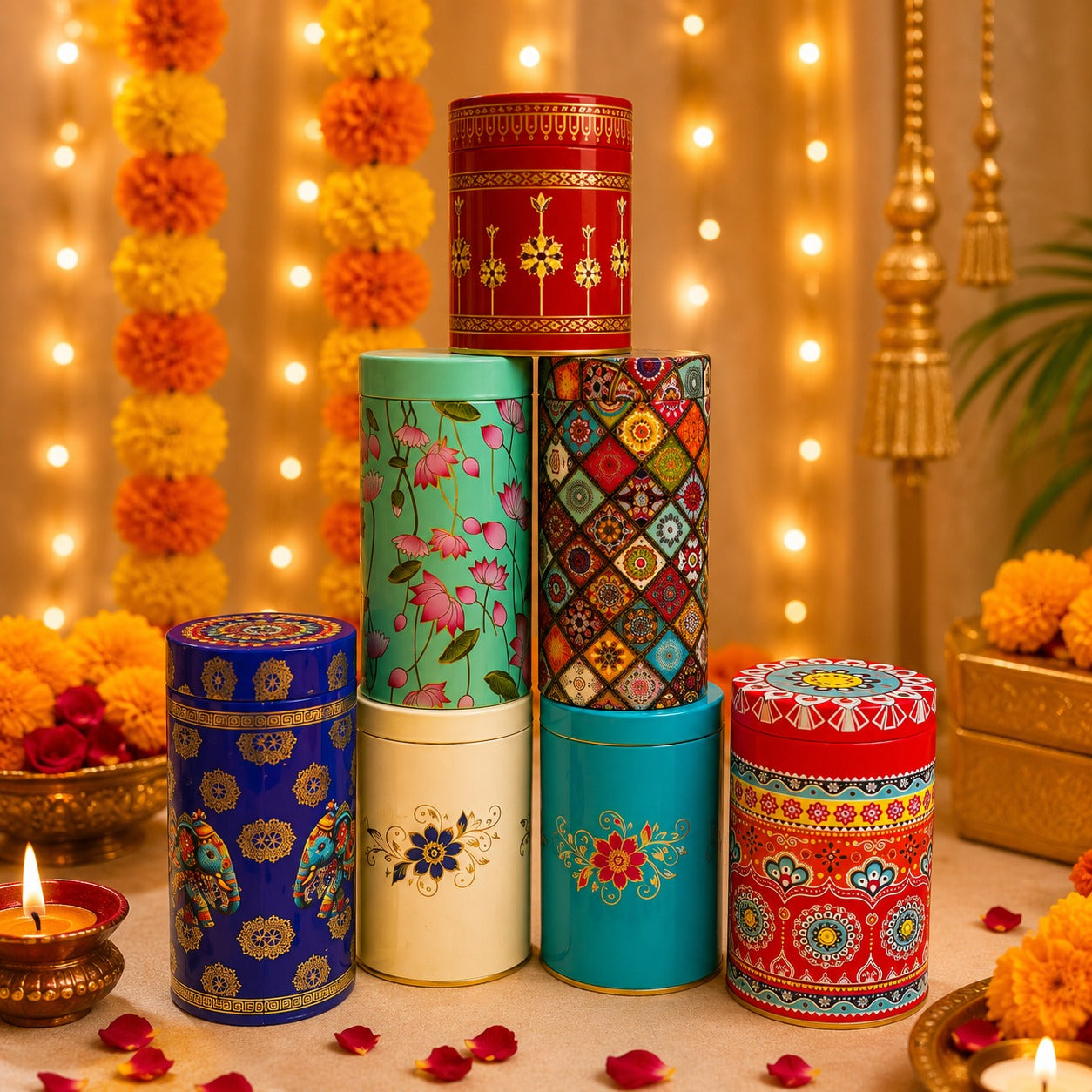 (R-024) (MOQ: 8 Pcs) Metal Print 200ML Tin Container for Storage & Gifting