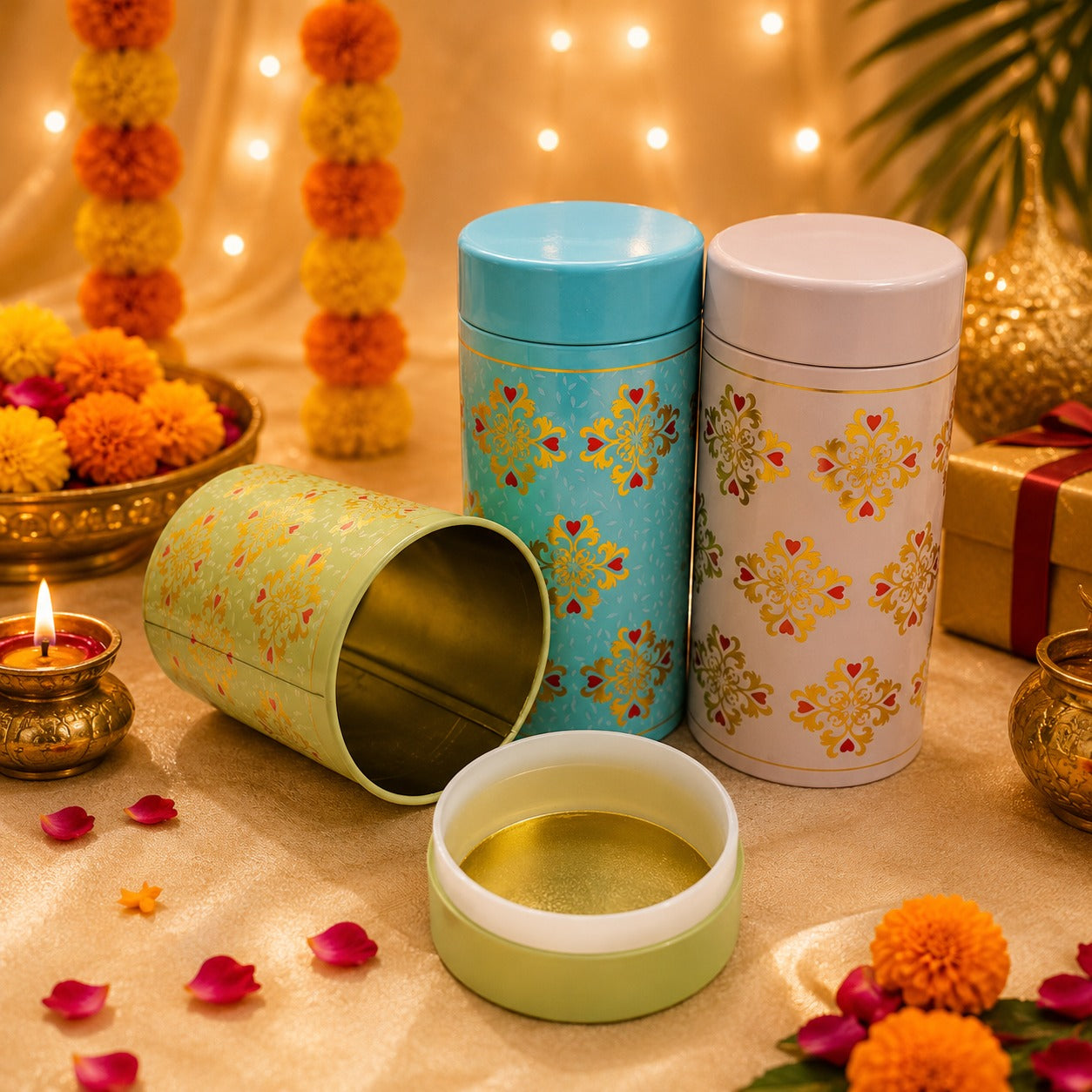 (R-024) (MOQ: 8 Pcs) Metal Print 200ML Tin Container for Storage & Gifting