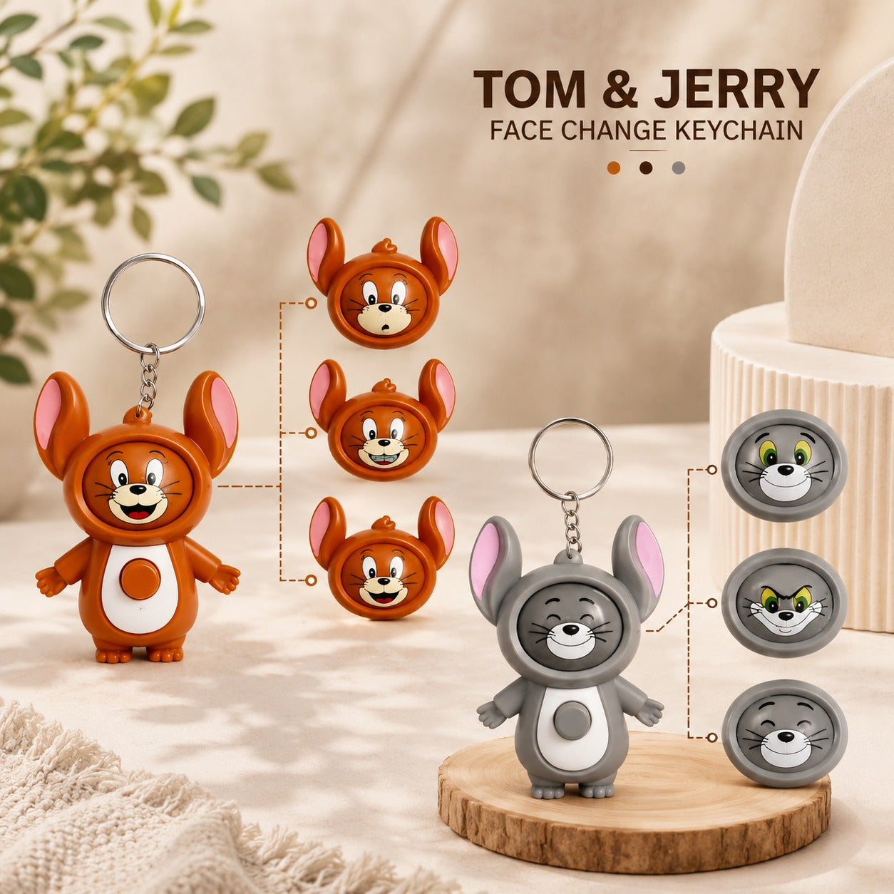 (KC-022) (MOQ - 4 Pcs) Tom & Jerry Cartoon Keychain Toy (Each 1 Piece 50Rs)