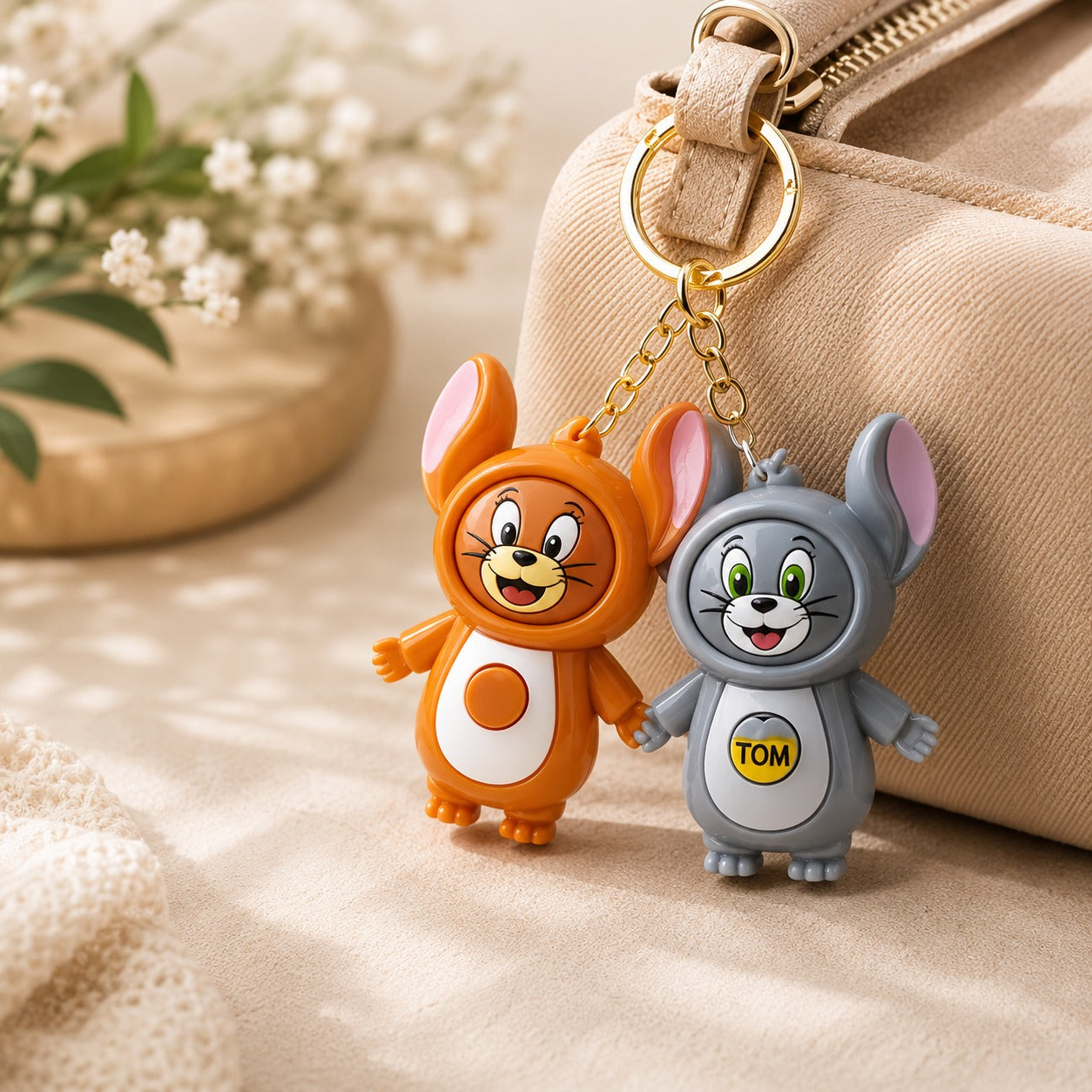 (KC-022) (MOQ - 4 Pcs) Tom & Jerry Cartoon Keychain Toy (Each 1 Piece 50Rs)
