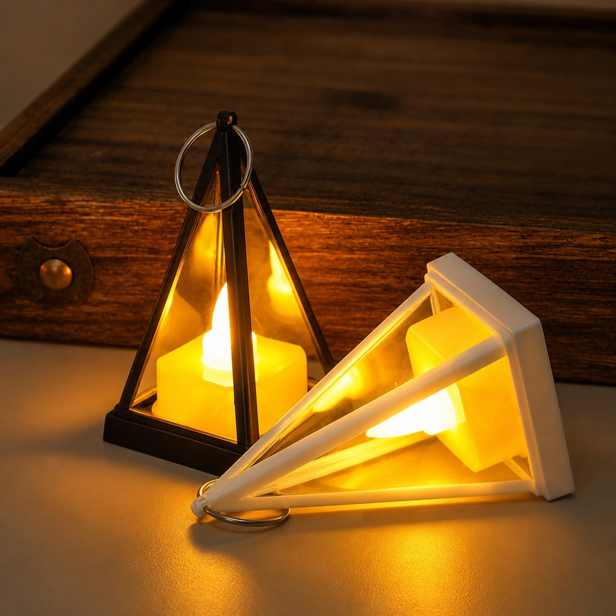 (LI-015) (MOQ: 4 Pcs) Cubic Triangle LED Electronic Candle Light Lamp