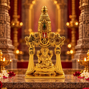 (MG25) (MOQ: 10 Pcs) Lord Balaji with Lakshmi Golden Metal Coated Idol for Pooja