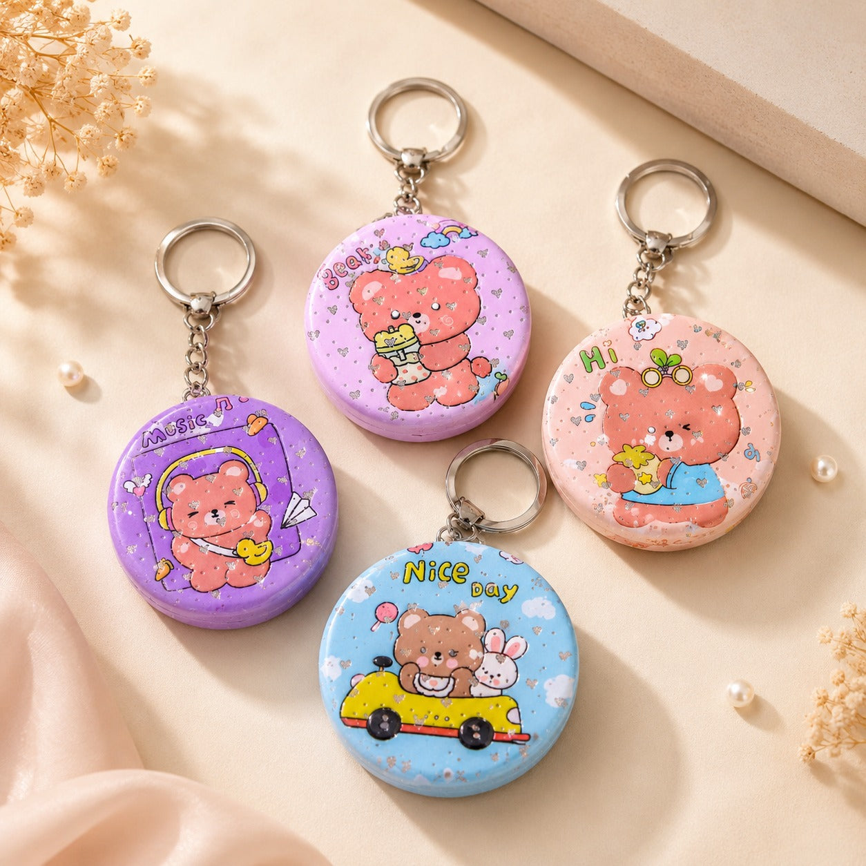 (KC-027) Cute Unicorn Compact Mirror with Keychain – Portable Mini