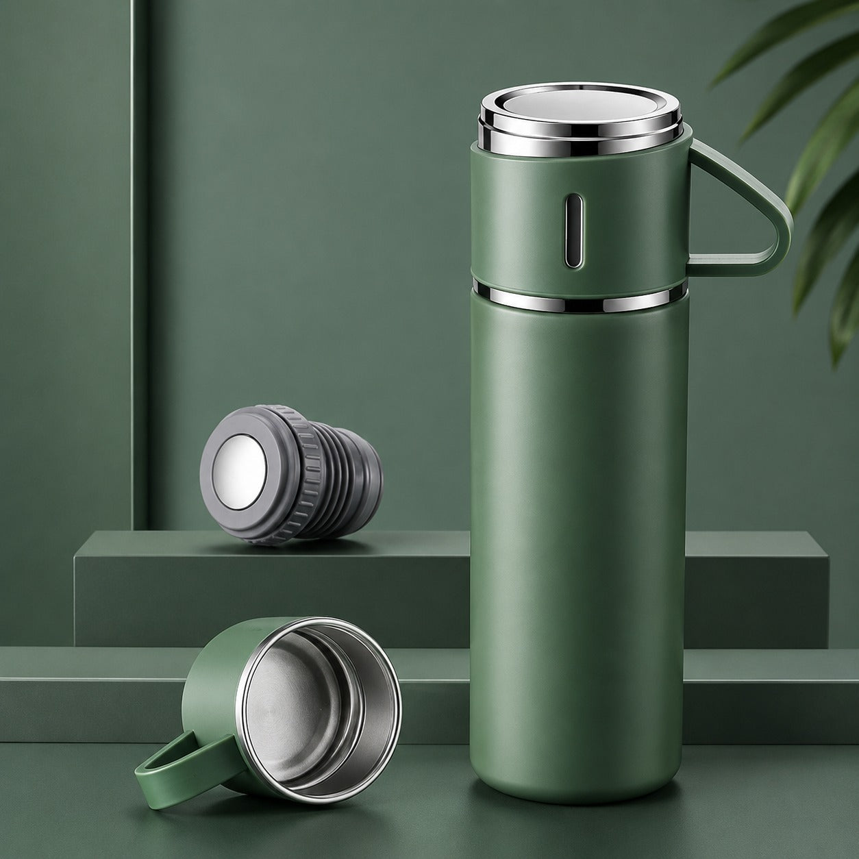 (B-003) Stainless Steel Vacuum Flask Gift Set 500 ML with 2 Cups