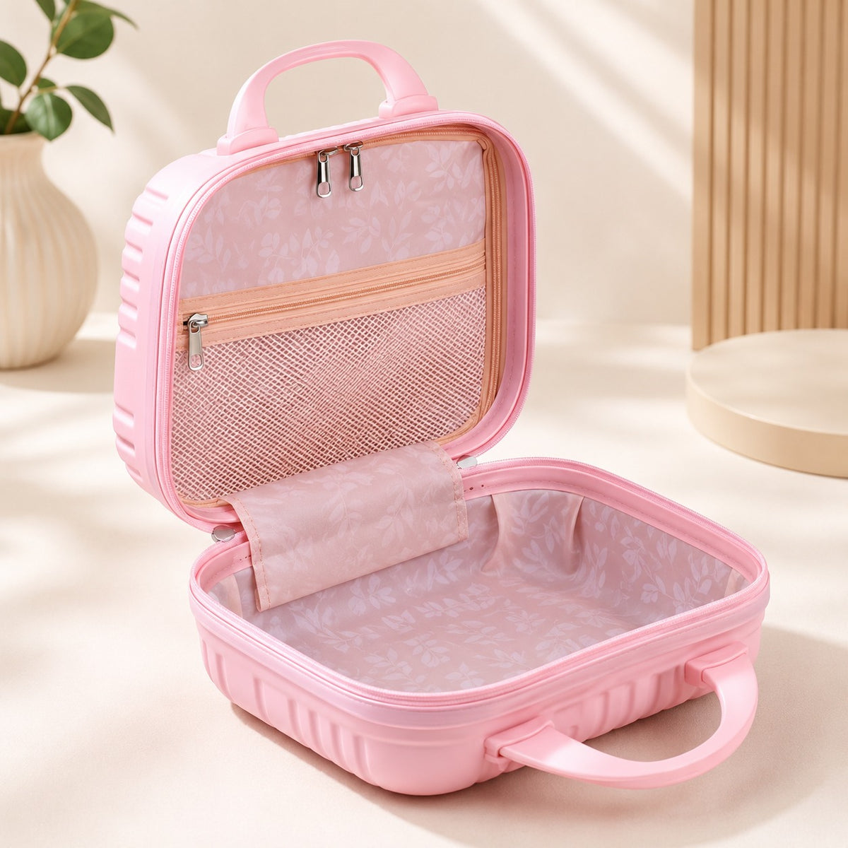 (BA10) Vanity Box Hard Shell Cosmetic Travel Suitcase - Portable Travel Organizer Case