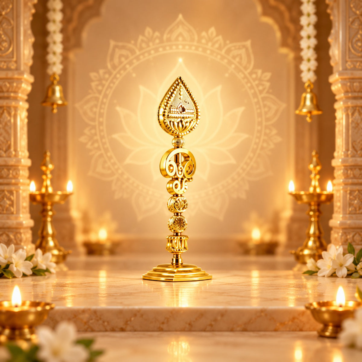 (G57) (MOQ: 2 Pcs) Premium Golden Murugan Vel for Pooja and Traditional Home Decor
