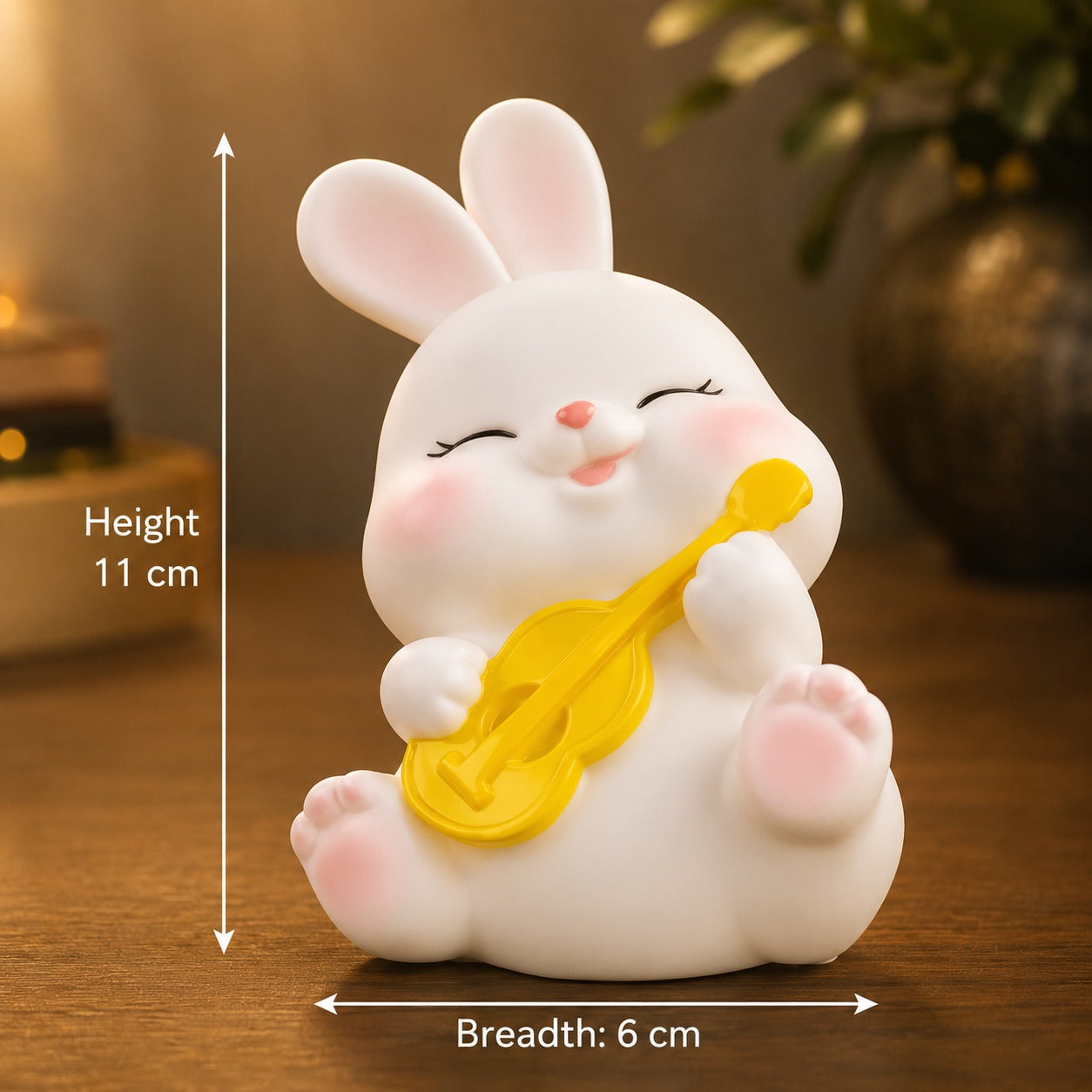 (LI-012 A)  (MOQ: 4 Pcs) Mini Violin Rabbit Toy with LED Light – Cartoon Decor Light