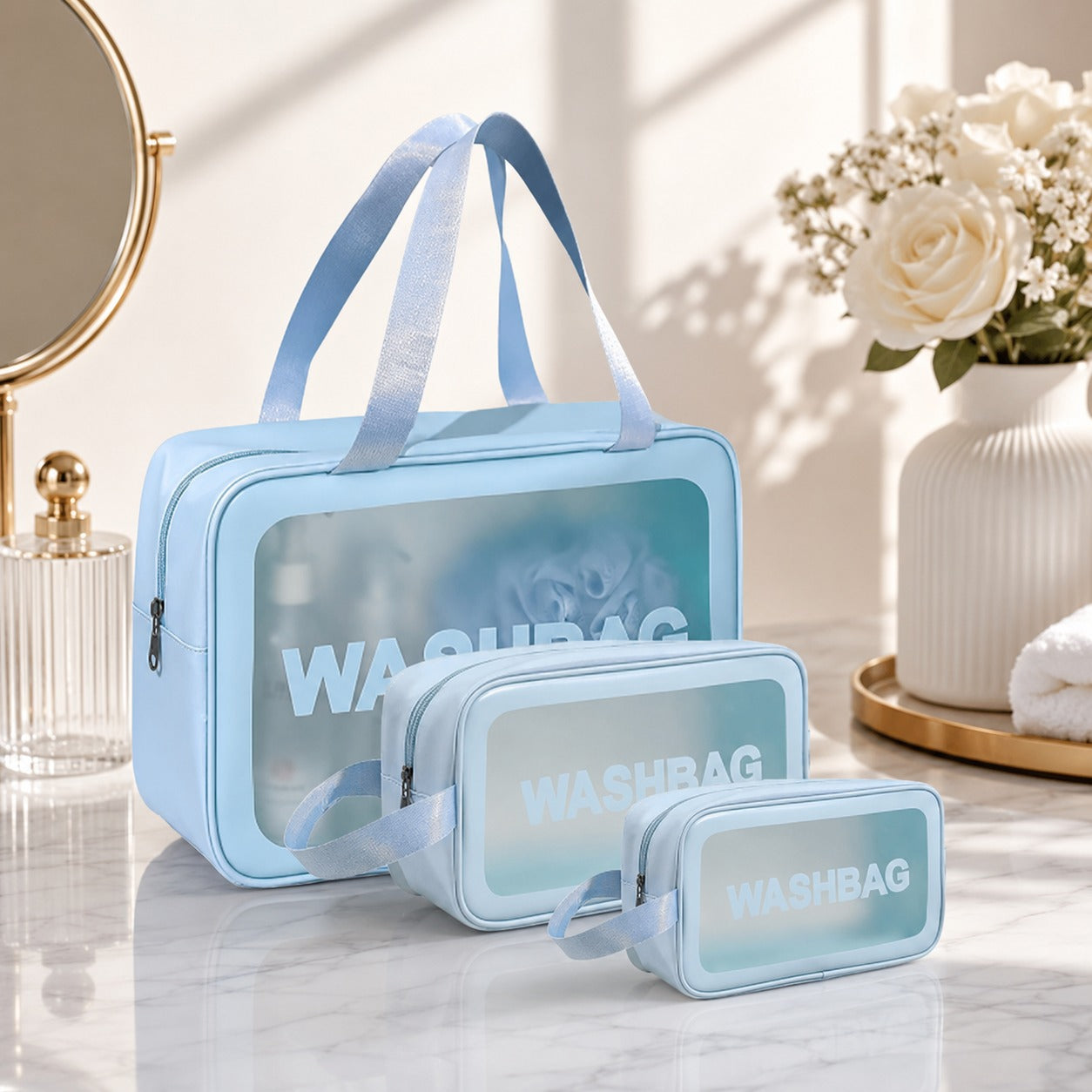 (BA-008) Transparent Wash Bag for Multipurpose Pouch - Travel Organizer with Zipper