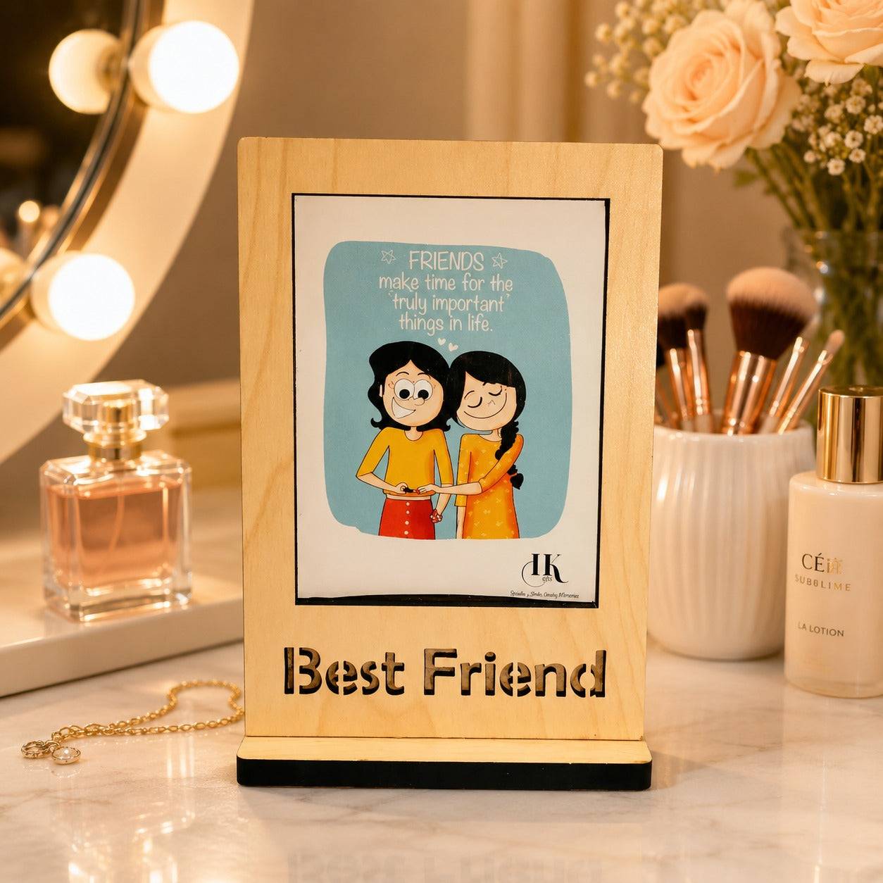 (G-031) (MOQ - 4 Pcs) Mini Wooden Best Wishes Frame – Small Tabletop Photo Decor
