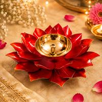(MG3) (MOQ -50 Pcs) Multicolor Lotus Flower Oil Diya Set – Decorative Pooja & Festival Lamps