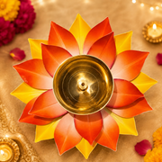 (MG4) (MOQ -50 Pcs)Lotus Brass Diya Double Colour Combination( Brass Oil Lamp)