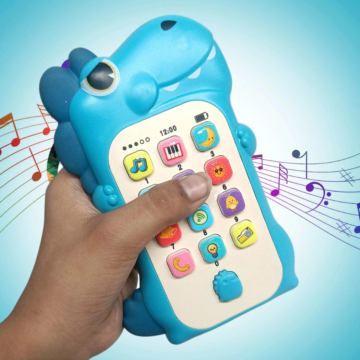 (T61) Dinosaur Musical Toy Phone for Babies  – Early Educational Musical Phone with Light & Sound Effects for birthday