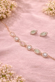 (030) Elegant Stone Chain & Anklet Set – Rose Gold Finish (₹100 One Set)
