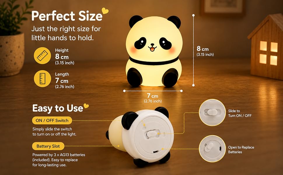 (LI12 B) (MOQ: 4 Pcs) Cute Panda Stomach Leaf LED Night Lamp – Mini Panda Lamp