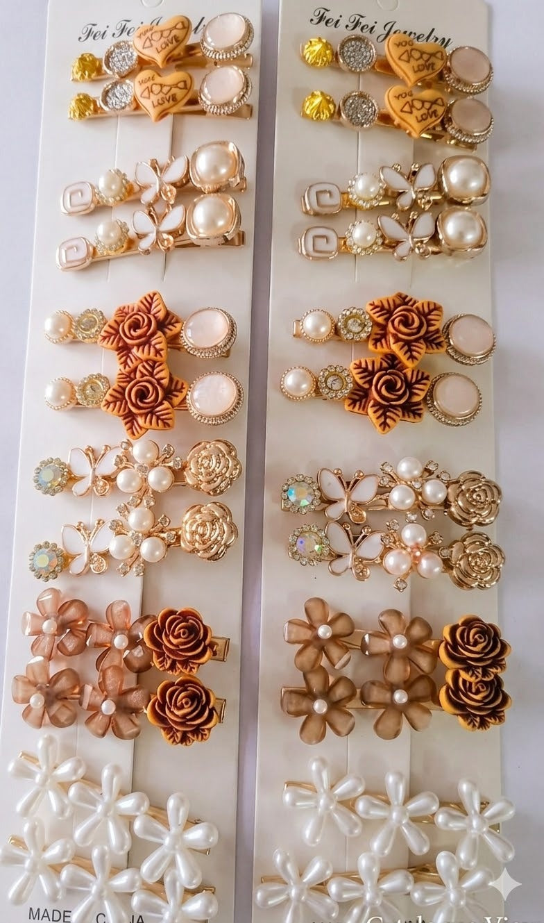 (025) Floral & Butterfly Hair Clips – Premium Collection (₹24 Per Piece | Pack of 12 – ₹280)
