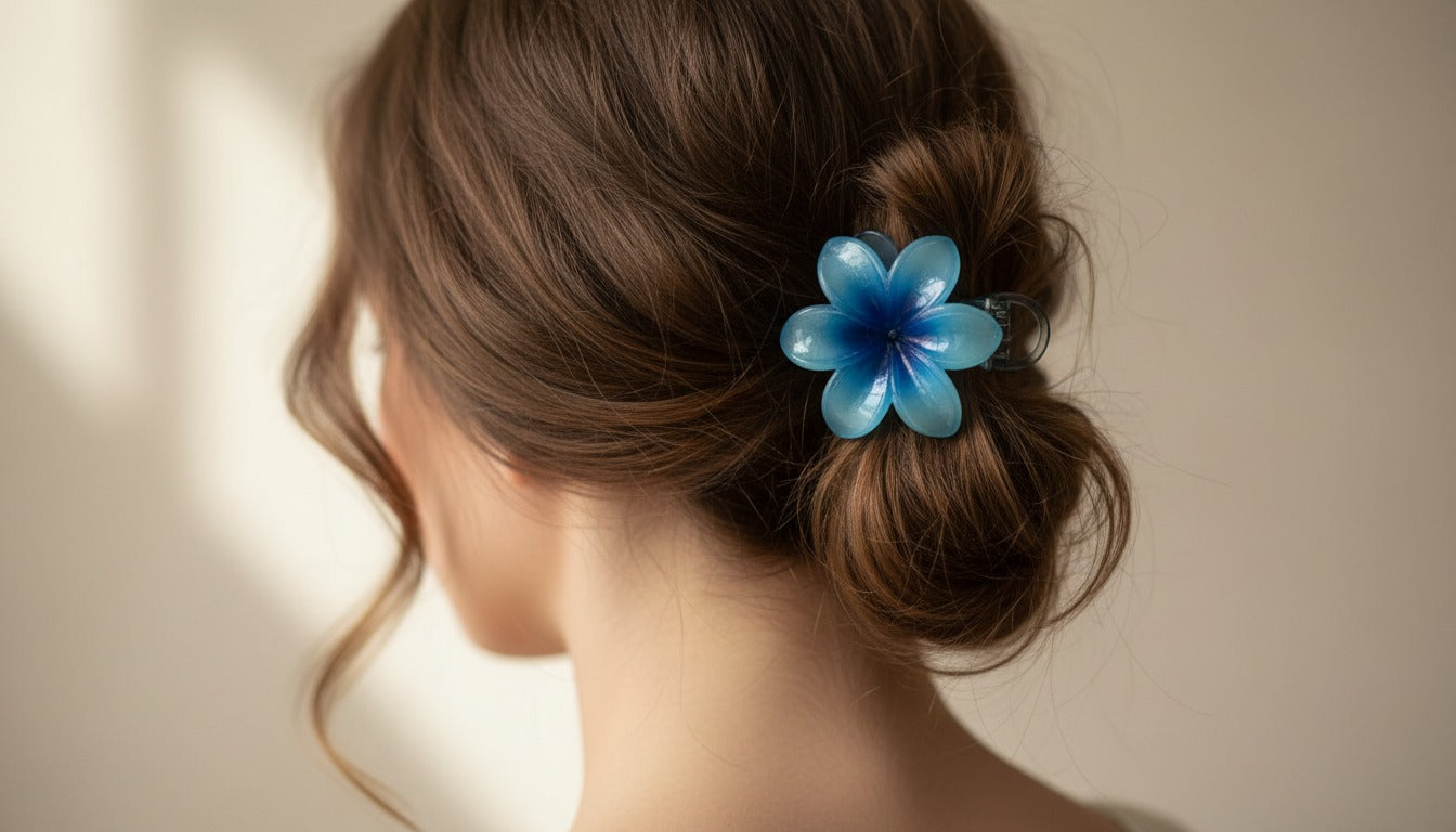 (WA-007) Flower Hair Clips Multi Color (One Piece - 12.Rs) Pack of 12 - 120.Rs