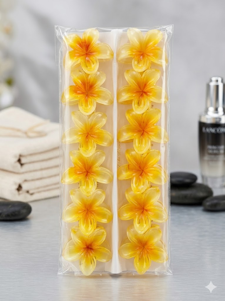 (WA-007) Flower Hair Clips Multi Color (One Piece - 12.Rs) Pack of 12 - 120.Rs