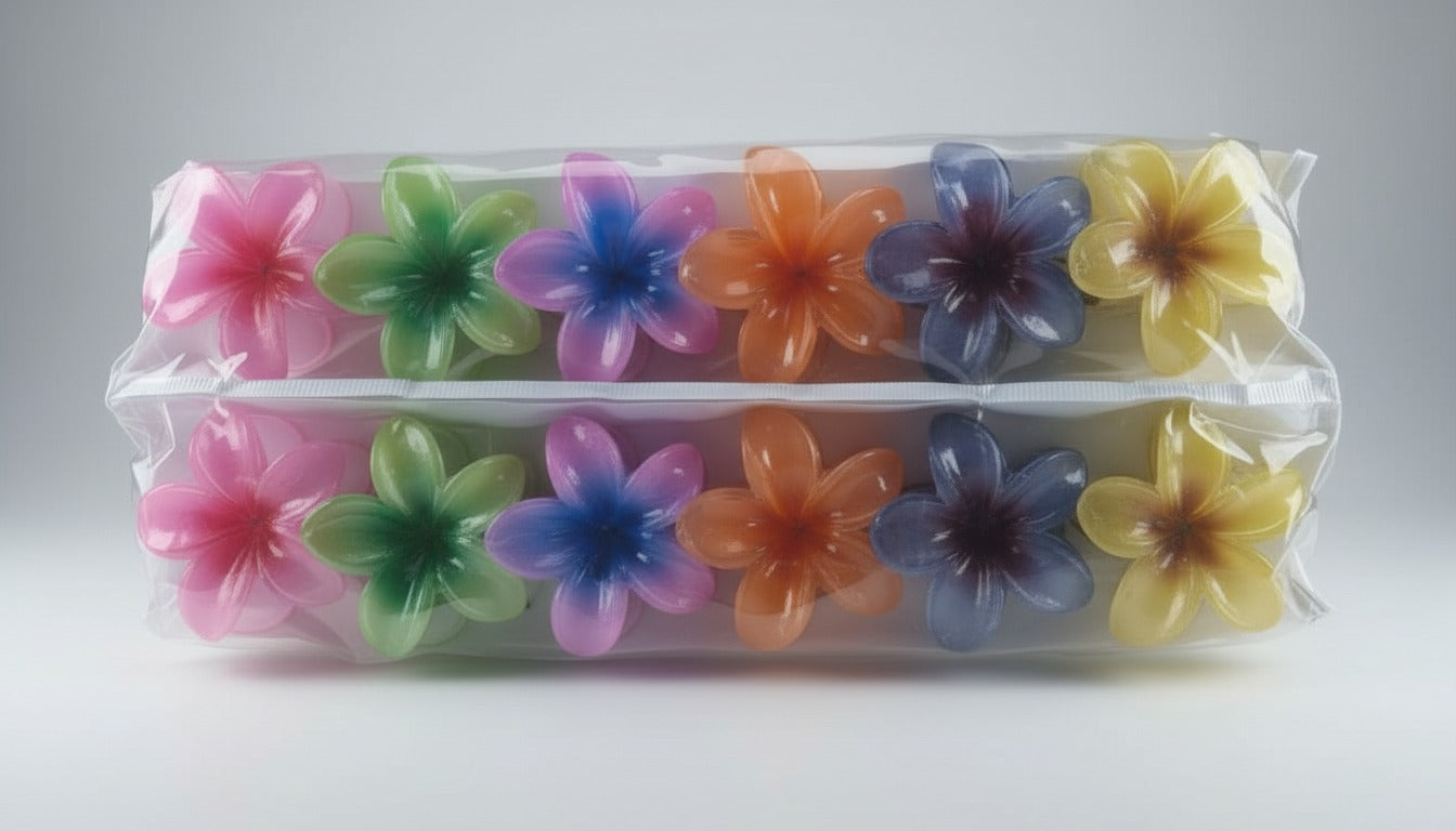 (WA-007) Flower Hair Clips Multi Color (One Piece - 12.Rs) Pack of 12 - 120.Rs