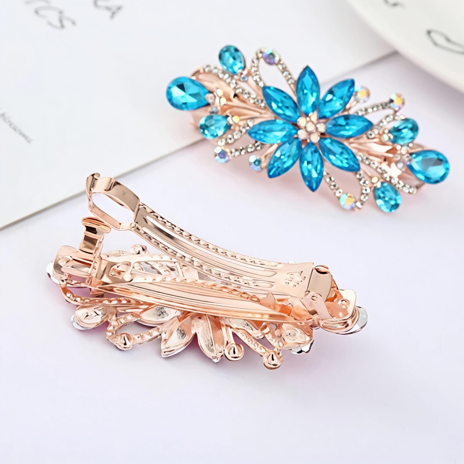 (023) Luxury Floral Hair Clip – Premium Design (₹40 Per Piece | Pack of 12 – ₹480)