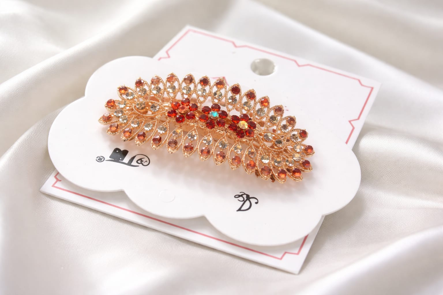 (023) Luxury Floral Hair Clip – Premium Design (₹40 Per Piece | Pack of 12 – ₹480)