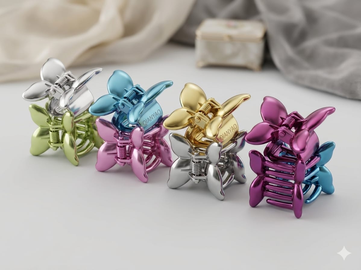 (028) Mini 3 Colorful Hair Claw Clips Set - (₹18 Per Set | Pack of 12 Sets ₹180)