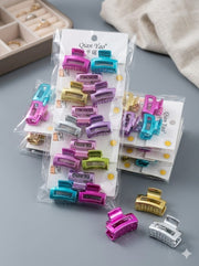 (028) Mini 3 Colorful Hair Claw Clips Set - (₹18 Per Set | Pack of 12 Sets ₹180)