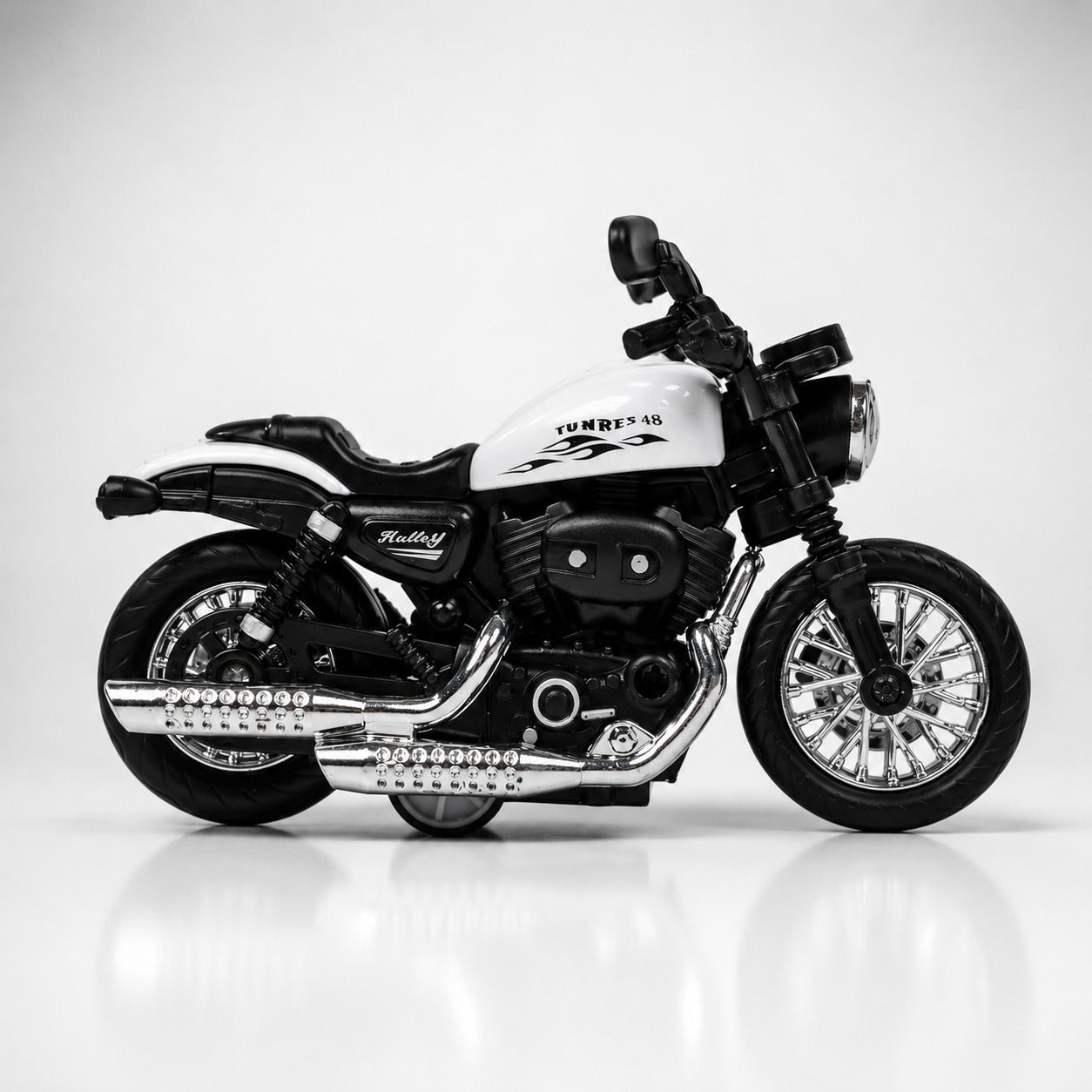 (T-024) Miniature Bike Toy, 1:12 Scale, Die-Cast with Steerable Handlebars, Free Rolling Wheels