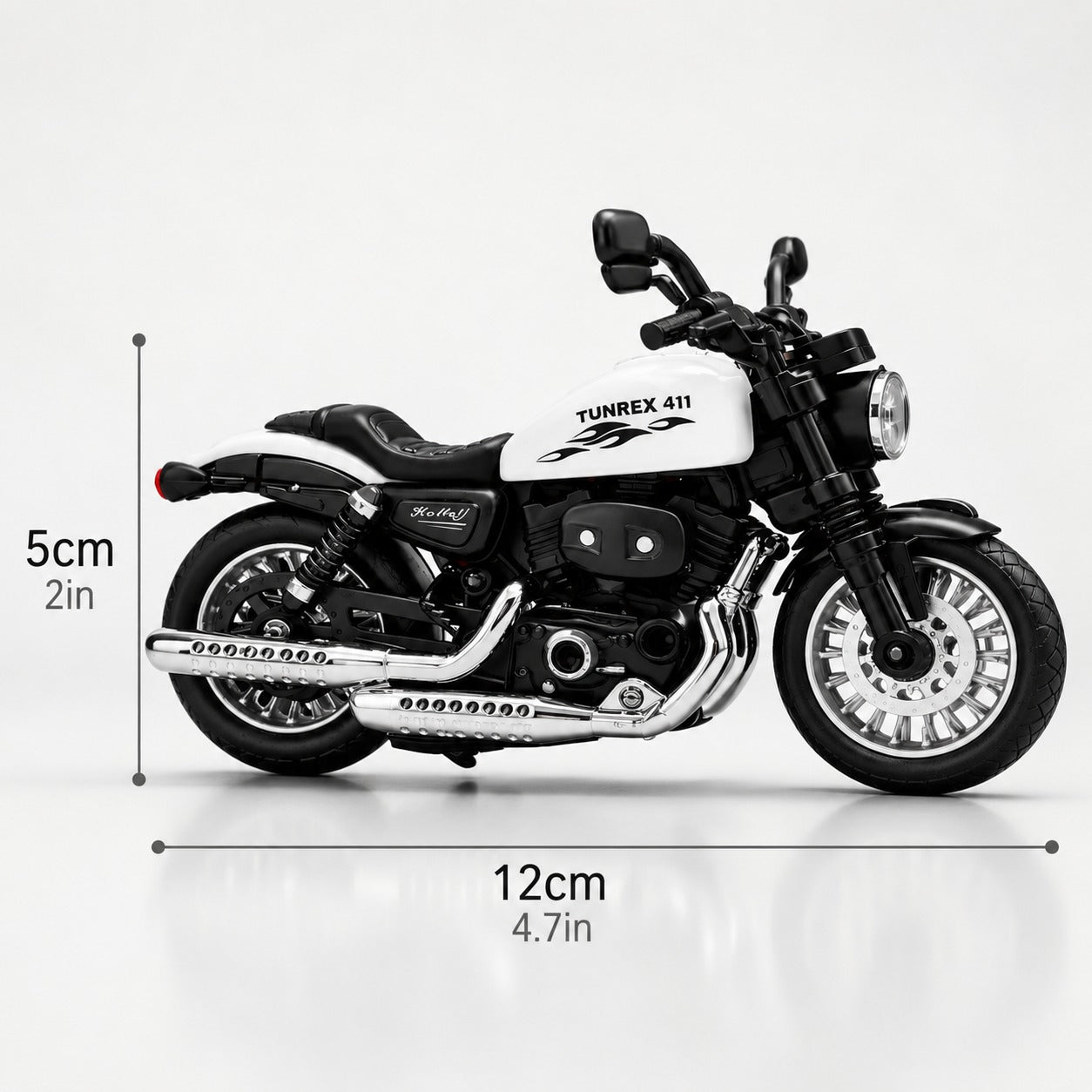 (T-024) Miniature Bike Toy, 1:12 Scale, Die-Cast with Steerable Handlebars, Free Rolling Wheels