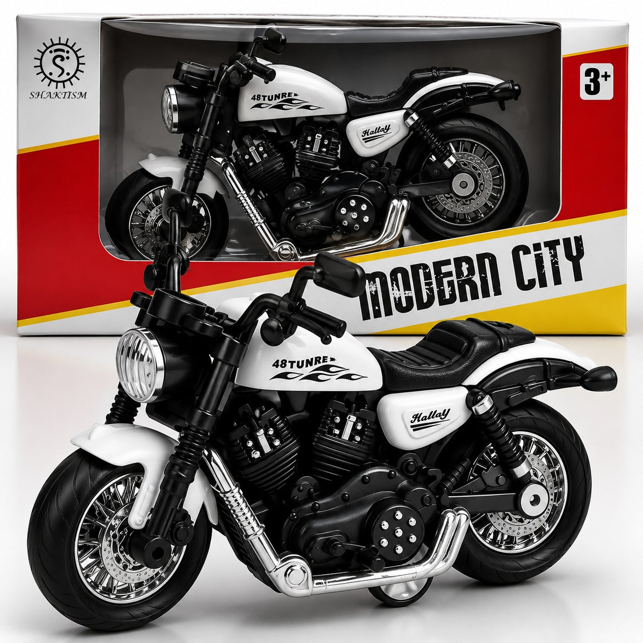 (T-024) Miniature Bike Toy, 1:12 Scale, Die-Cast with Steerable Handlebars, Free Rolling Wheels