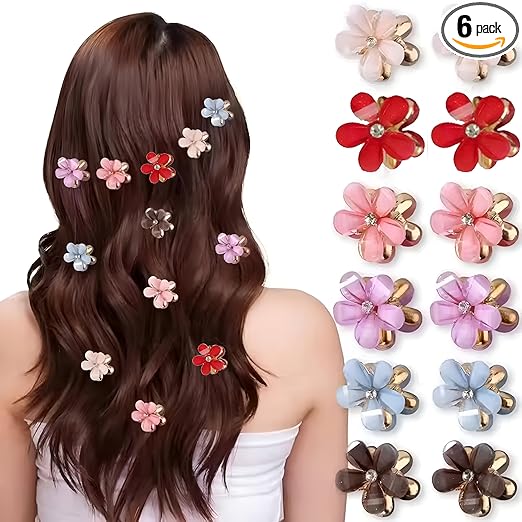 (WA-002) Multicolor Floral Hair Claw Clips | (One Piece 10.Rs) PACK OF 12 - 120