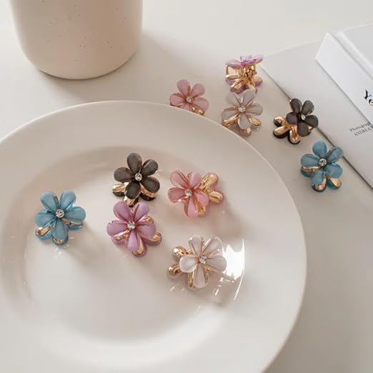 (WA-002) Multicolor Floral Hair Claw Clips | (One Piece 10.Rs) PACK OF 12 - 120