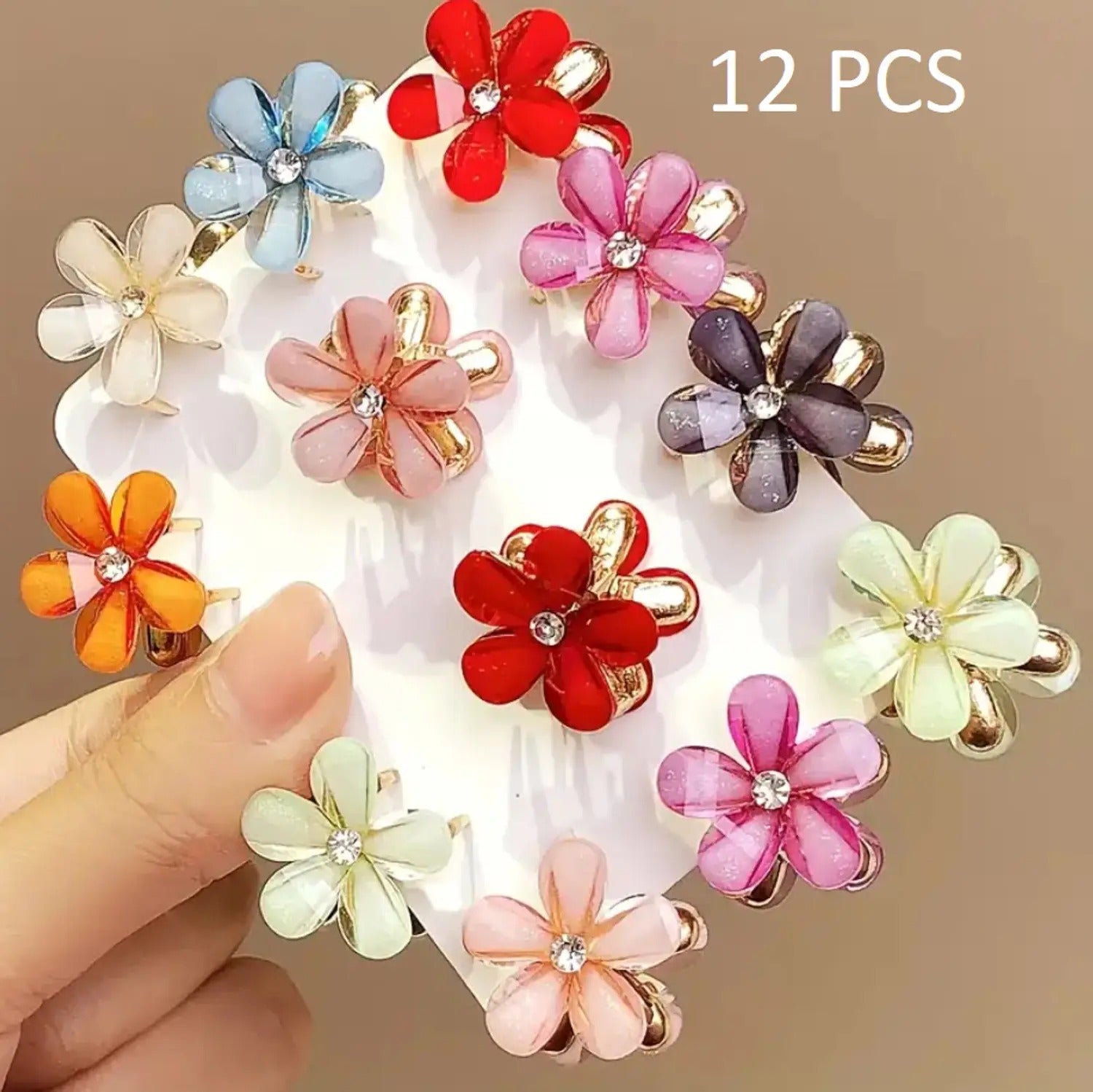 (WA-002) Multicolor Floral Hair Claw Clips | (One Piece 10.Rs) PACK OF 12 - 120