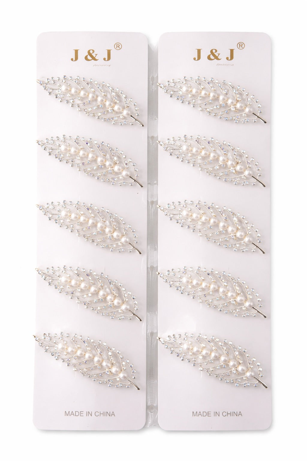 (026) Pearl Leaf Designer Hair Clip – Party Wear (₹20 Per Piece | Pack of 12 – ₹240)