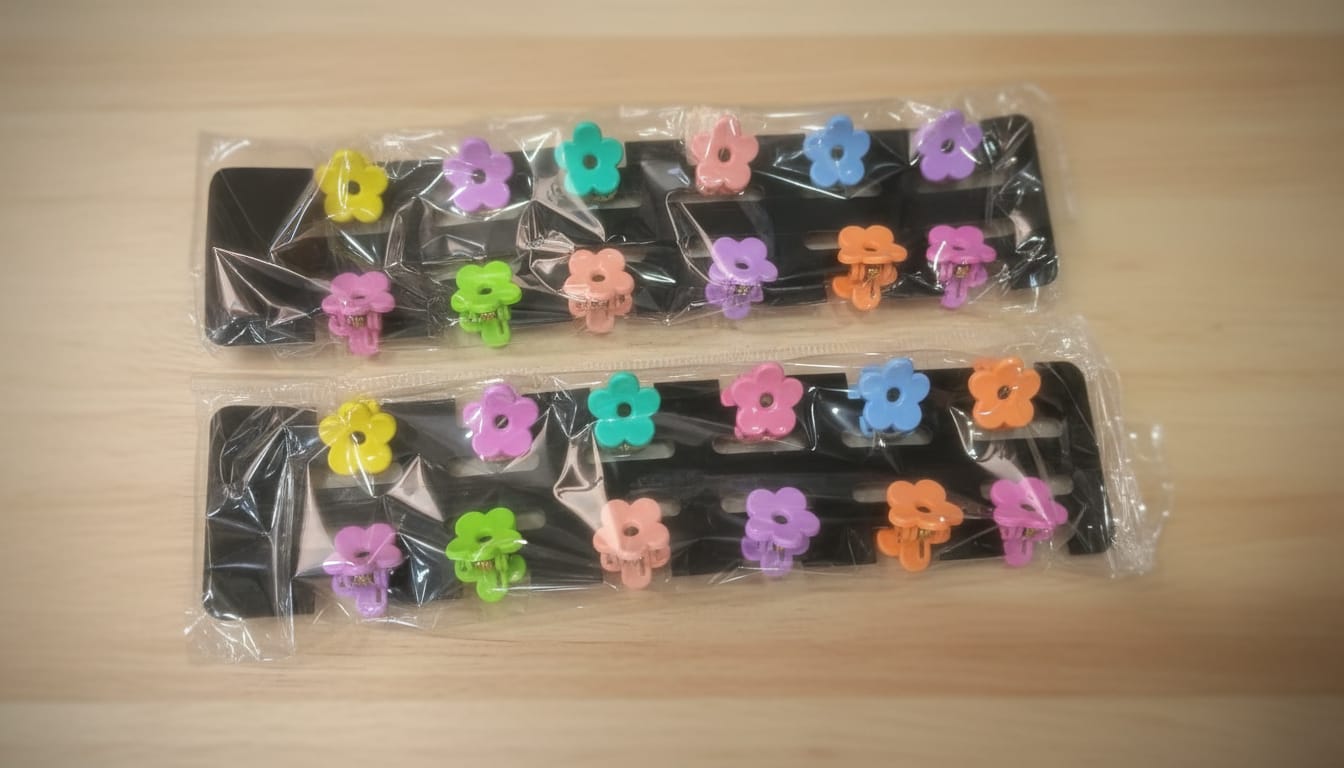 (WA-020) (MOQ - 4 Pcs) Small Korean Clips | Claw , Flower & Abstract Shape (One 4.Rs) PACK OF 24 - 90