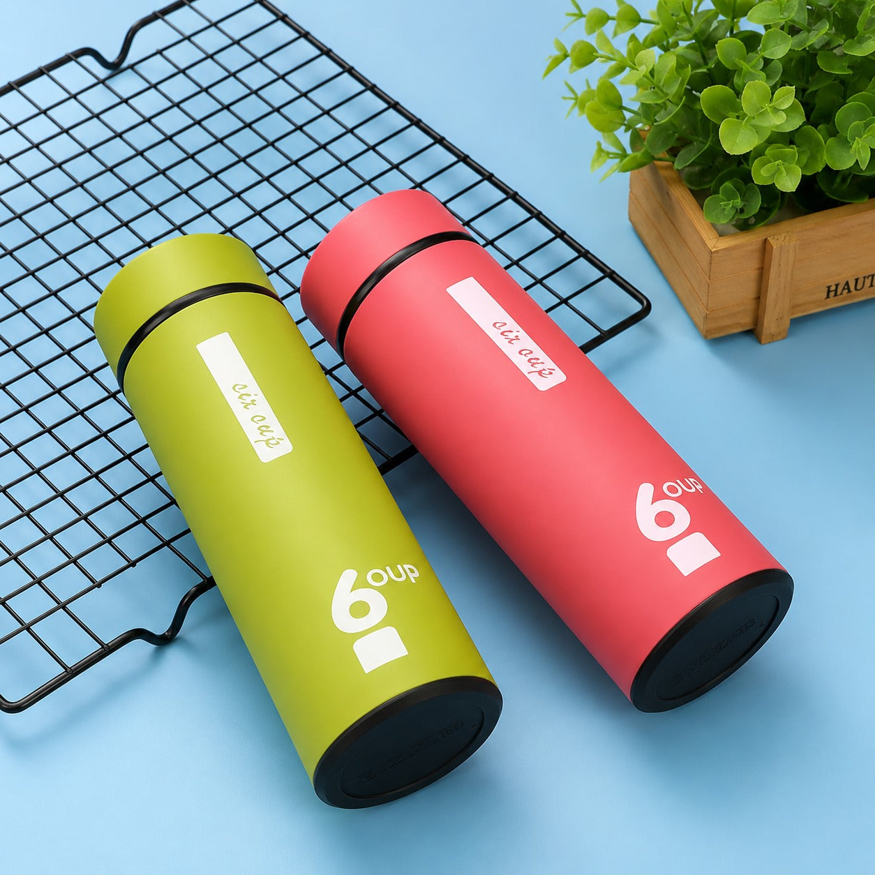 (B-006) (MOQ: 4 Pcs) Smart 6 Cup 450ml Glass Water Bottle with Silicone Sleeve