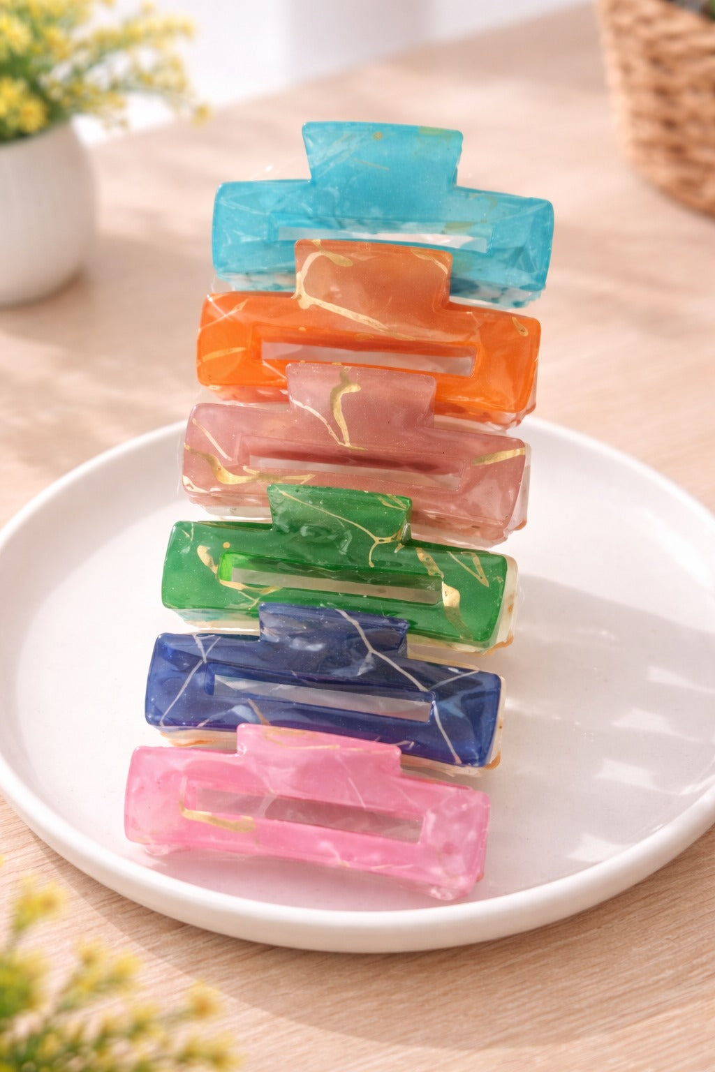 (WA-010) (MOQ - 4 Pcs) Speckled Matte Small Hair Claw Clips  – (₹6 Per Piece | Pack of 12 – ₹65)